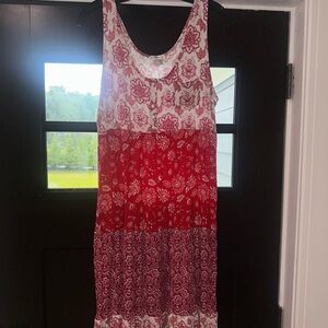 VENUS Red and White Midi Dress